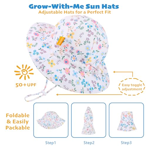 Baby Girl Sun Hat with Wide Brim Bucket Hats Adjustable Floppy Sun Hat with 50+ UPF Protection for Toddler Girls4