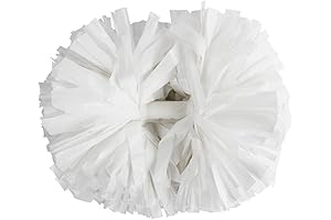 Hooshing Professional White Pom Poms with Baton Handles