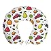 ABAKUHAUS Frutta Cuscino da Viaggio, Uva Kiwi anguria Berry, Accessorio in Schiuma di Memoria per Viaggio, 30 cm x 30 cm, Bianco e multicolore