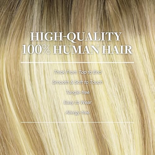 Image of GOO GOO Clip in Hair Extensions Real Human Hair, Remy Human Hair Extensions Clip ins for Women, Natural Human Hair, 14inch 150g 9Pcs, 5A /90 /16F Bahamian Balayage