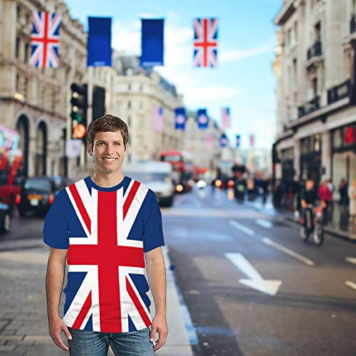 VENTDOUCE Maglietta Union Jack,T-Shirt Bandiera Union Jack | Maglietta Stampata Gran Bretagna per Il giubileo, Top a Maniche Corte Traspirante con Scollo Tondo per Donna Uomo, S - 6XL Disponibile