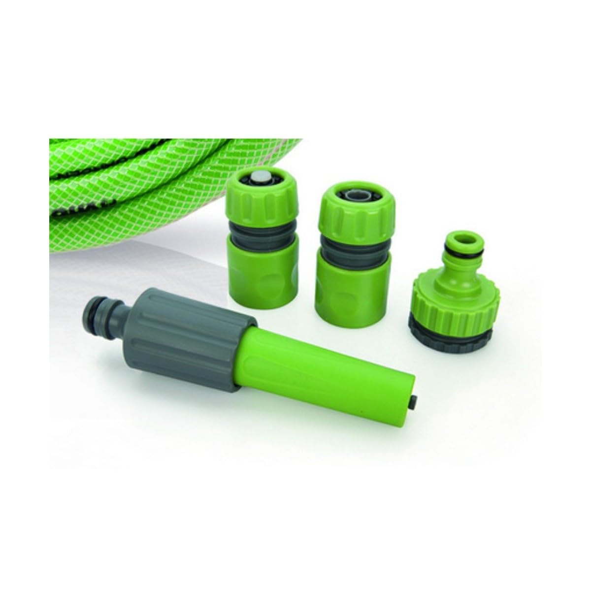 Vitogarden - Manguera de jardín (19 mm, 25 m, PVC reforzado con lanza multichorro, 2 conectores de automóvil y nariz de grifo)