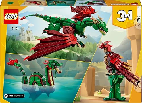 Creator 3 in 1 Drago Medievale Giocattolo - Si Trasforma in Serpente Marino o in Fenice - Animali da Costruire per Bambini, Bambine, Ragazzi e Ragazze da 9 Anni - Idea Regalo di Compleanno 31161 - Lego - Immagine 10