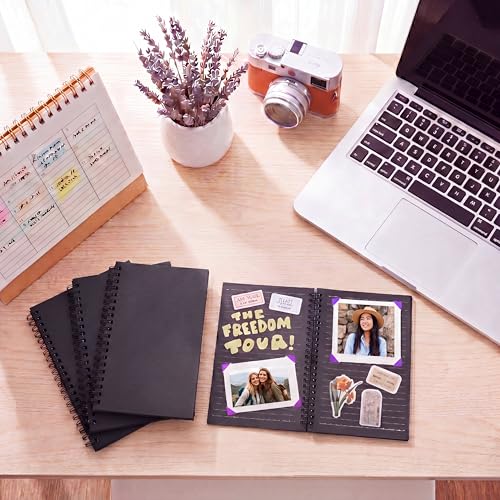 Image of Yahenda 2 Pcs Spiral Notebooks,1 Subject,Wide Ruled, Black Inner Pages
