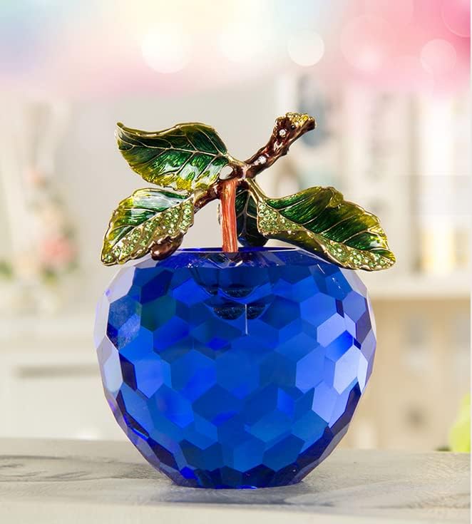 Crystal Ornament Blue Fruits Glass Fruit Figurine Handmade Art Gift for Christmas Birthday Ornament