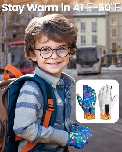 RIGWARL Warm Kids Winter Gloves for Boys Girls, Water-Resistant Touchscreen Gloves with Zipper Cuff, Gifts for Kids Christmas2