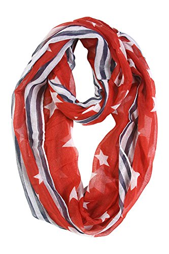 US Scarf Infinity Loop - Stars on Red w/Blue/White Stripes 31.5