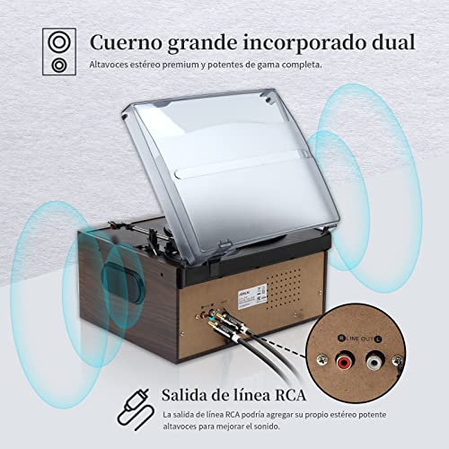 JORLAI 9 en 1 Platine Vinyle 33/45/78 RPM avec Bluetooth CD/Cassette, USB/SD/MMC Encodage, AM/FM Radio, Haut-Parleurs… - Les Beatles, Paul McCartney, John Lennon, RIngo Starr, George Harrison JORLAI 9 en 1 Platine Vinyle 33/45/78 RPM avec Bluetooth CD/Cassette, USB/SD/MMC Encodage, AM/FM Radio, Haut-Parleurs… – Image 7