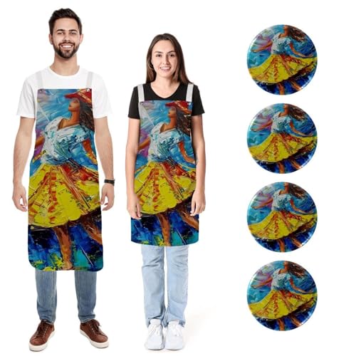Tablier de cuisine imperméable Art Dancing Girl idéal pour cuisiner et recevoir en duo