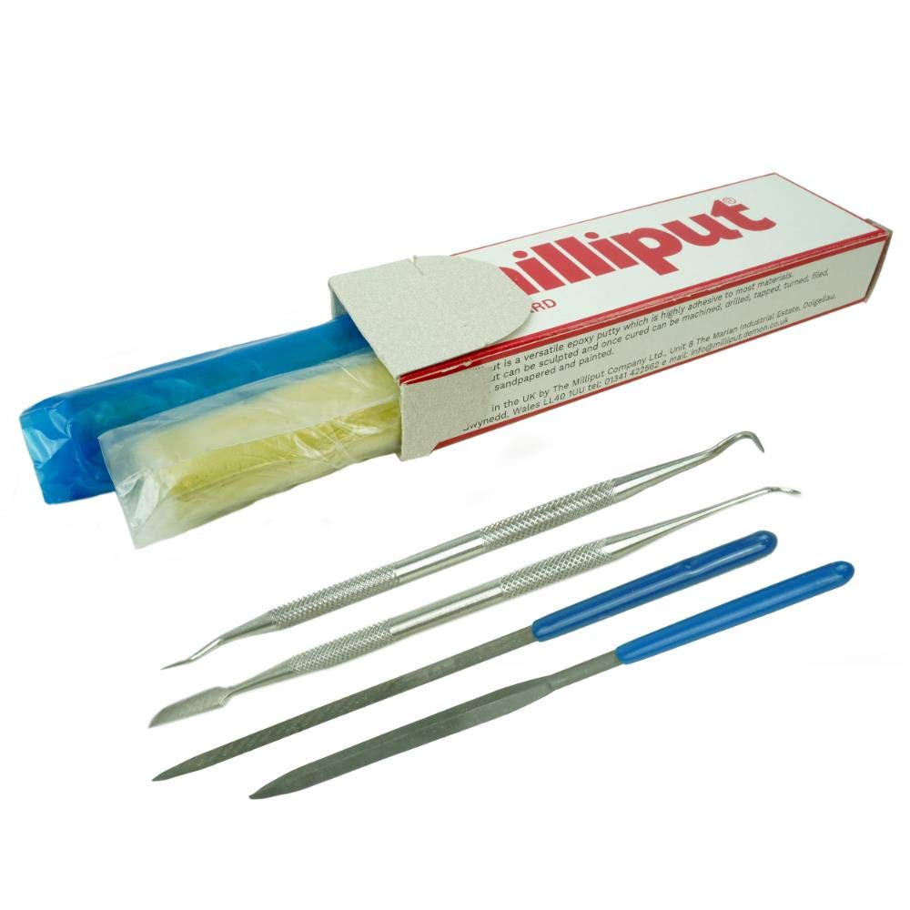 Milliput Sculpting Kit – Standard Yellow-Grey Milliput with Tools & Files