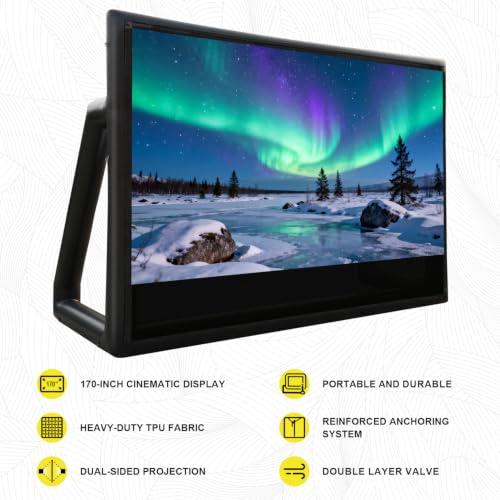 Image of Inflatable Projector Screen I Air-Tight No-Blower Design,Made from TPU Tarpaulin,for Indoor & Outdoor Use Backyard, Pool, Party, Camping, Movie Night Parties (Black, 170in)