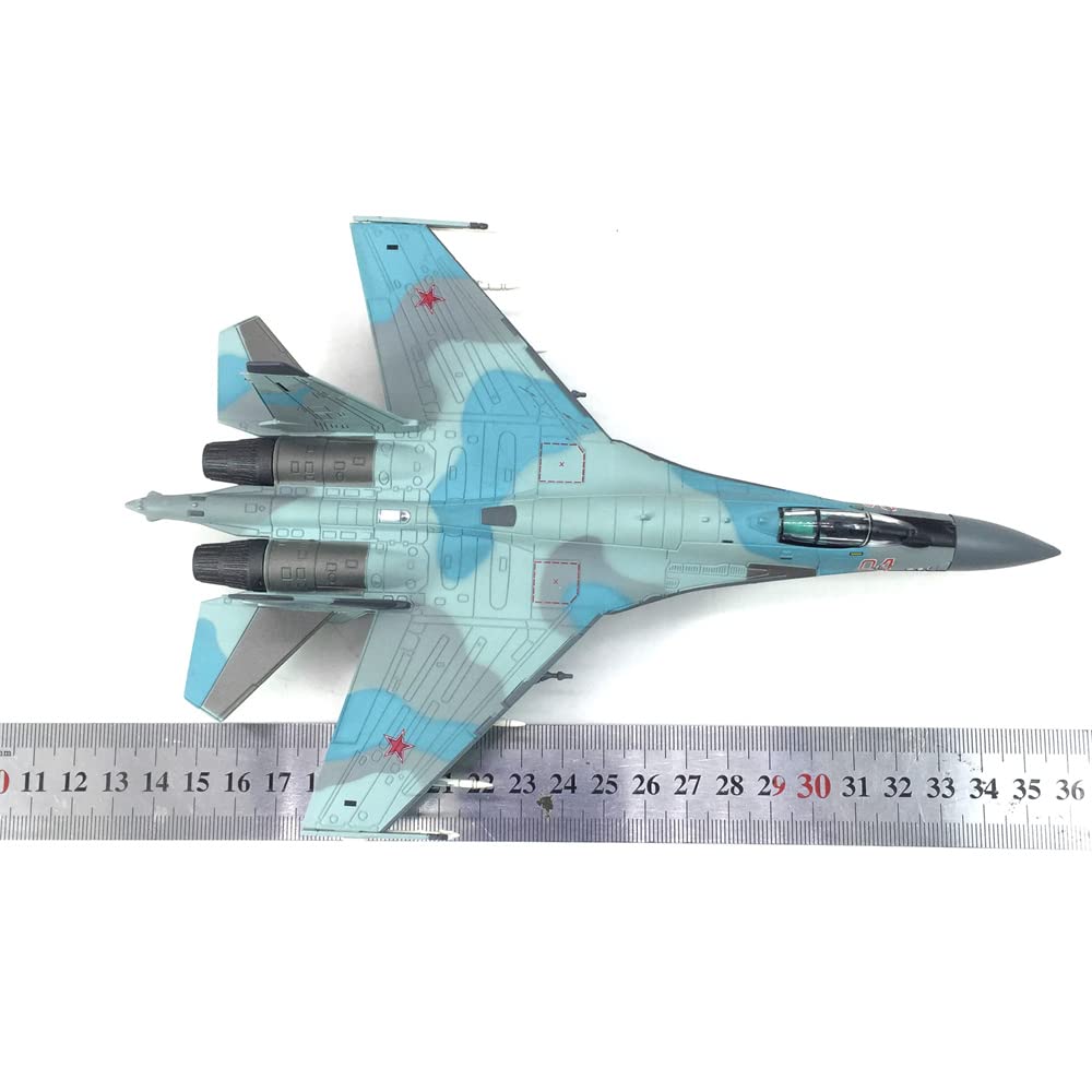 ZEZEFUFU 1/100 Blu Russo SU-35 Flanker Fighter Attack Plane Metallo Modello Militare Fairchild Republic Diecast Aereo Modello per Aviazione Collezionismo