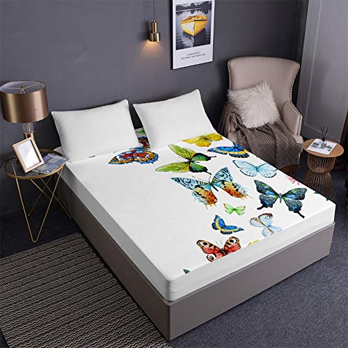 Drap housse antidérapant et résistant à la décoloration imprimé papillon - 3