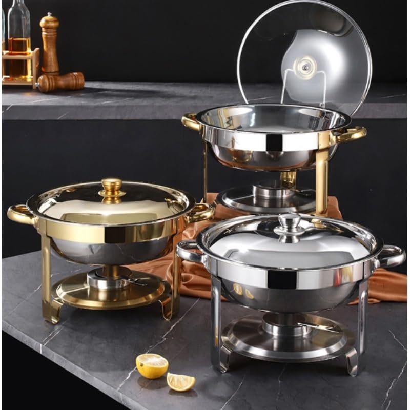 Scaldavivande in acciaio inox con coperchio, per buffet, catering ed eventi