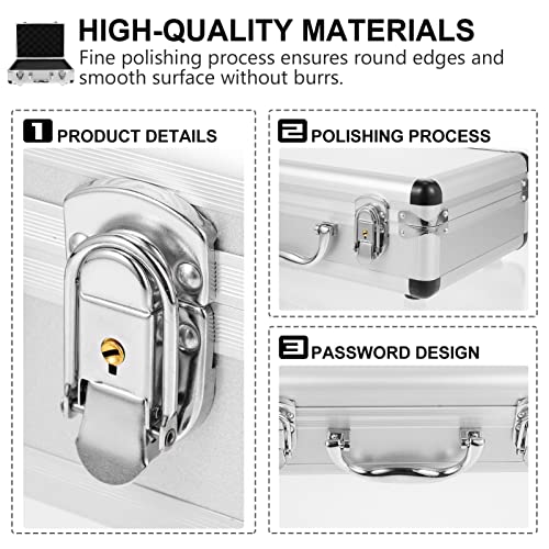 Silver Aluminum Briefcase with Lock, Aluminum Briefcase for Men or Women, Metal Hard Case with Foam for Travelers Luggage Craftsman Travel Cash (12.5x9x4.3 Inch)4