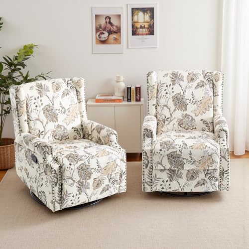 Sillón reclinable giratorio tela beige miniatura 4
