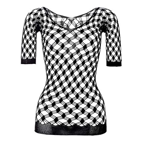 Vorifun Women Sexy Lingerie Babydoll Stretch Fishnet Chemise Mesh Mini Dress (Black) Cover