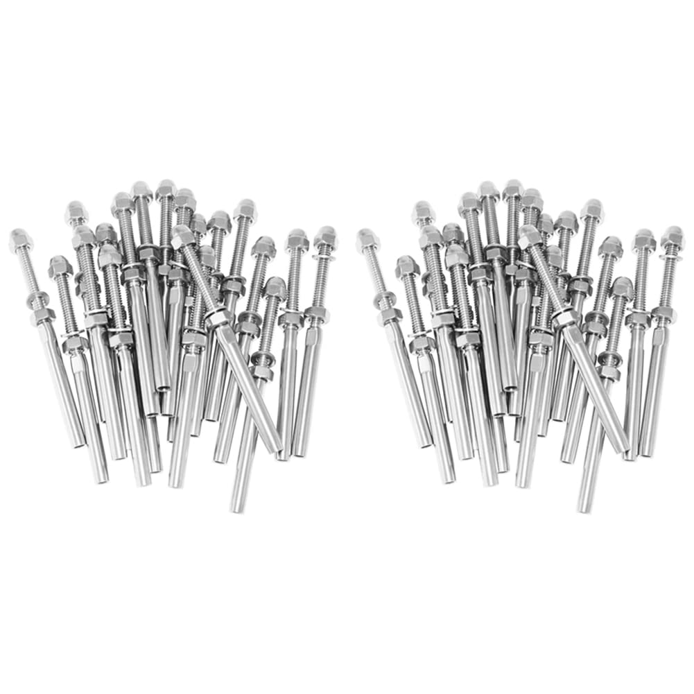 Jnchdghwa Silver 40Pack Threaded Terminal Stud Stainless T316 Marine Grade Stud End Fitting Terminal