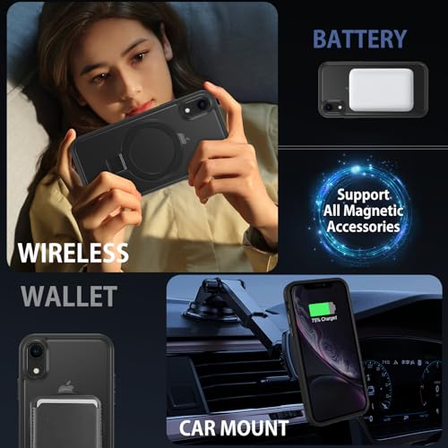 DUEDUE for iPhone XR Case Magnetic with Ring Stand[Compatible with Magsafe], Full Body Protective Cover Slim Shockproof Kickstand Phone Case for Apple iPhone XR 6.1
