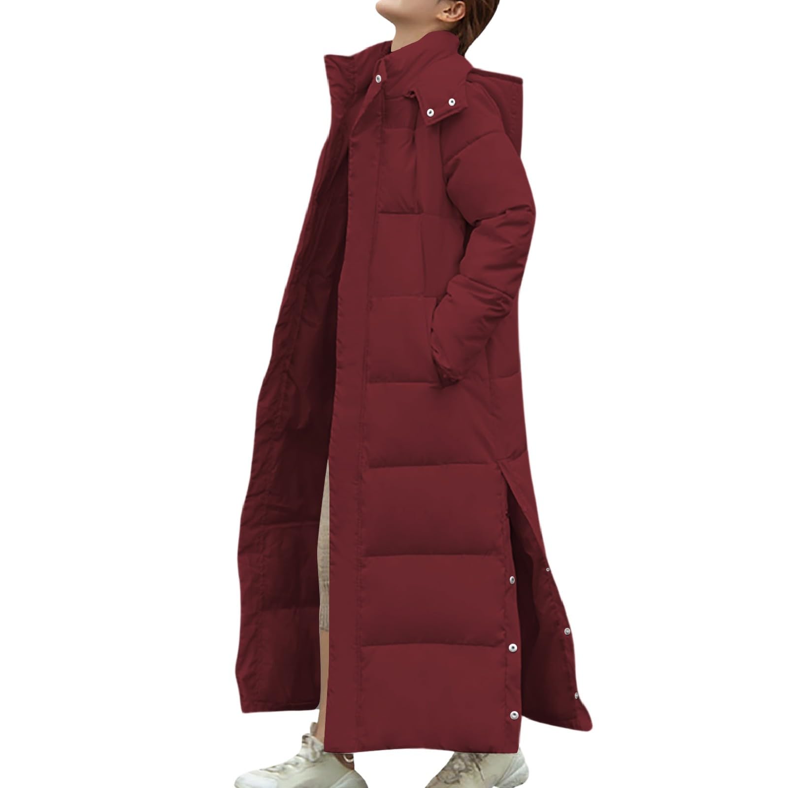 Genérico Płaszcze Damskie Outlet Długi Z Kapturem Kurtka Zamek Błyskawiczny Ciepły Wiatroodporny Slim Fit Wodoodporna Kurtka Outdoor Pluszowy Płaszcz Zewnętrzny Z Talią I Narciarstwem