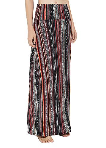 Image of Urban CoCo Women's Stylish Spandex Comfy Fold-Over Flare Long Maxi Skirt