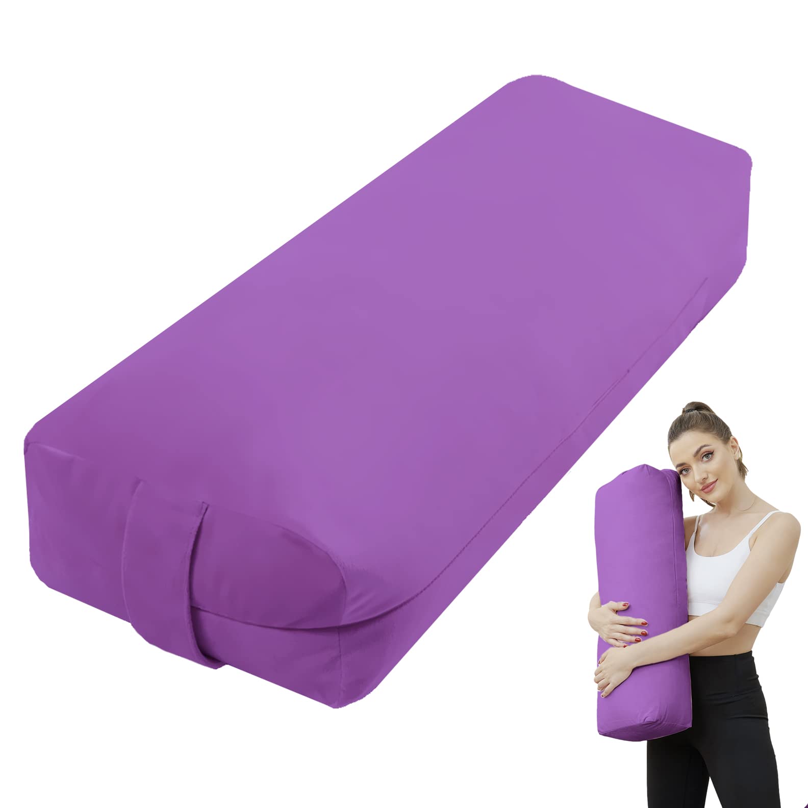 TokSayYoga Bolster Pillow for Restorative Yoga - Meditation Pillow with Waste-sponge, Filled with Soft Cotton - Yoga Pillow for Yin Yoga, prenatal Yoga, Meditation - Rectangular Yoga Bolster