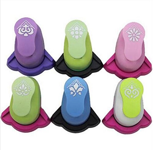 Fascola Pack of 6 Embossing DIY Corner Paper Printing Card Cutter Scrapbook Shaper Large Embossing Device Hole Punch Kids Handmade Craft Gift YH01,Random Design and Color