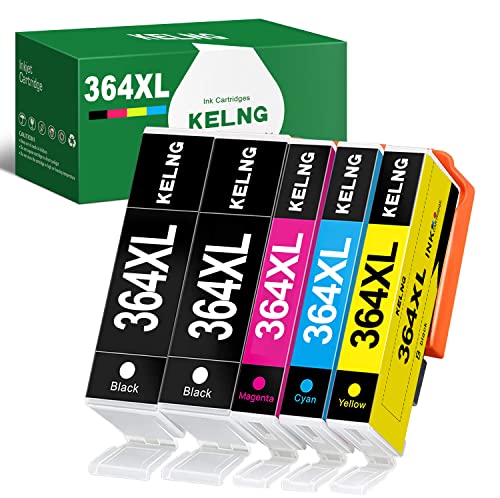 KELNG 364XL Multipack Kompatibel für HP 364 Druckerpatronen für Deskject 3520 3070A, Photosmart 5510 5520 5515 5524 6510 6520 7510 7520 b110a b109a, Officejet 4620 4622 (5er-Pack) Cover