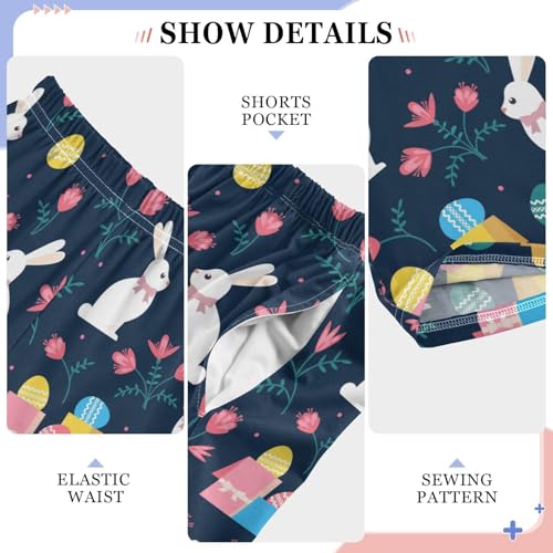 ZZXXB Bunny Flowers Easter Egg Boys Long Pants Soft Trousers Elastic Waist Kids Lounge Bottoms with Pockets S-XL4