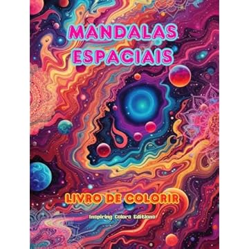 Capa do livro Mandalas espaciais Livro de colorir Mandalas exclusivas do universo. Fonte de criatividade e relaxamento infinitos: Estrelas, planetas, naves espaciais e mais, entrelaçados em lindas mandalas