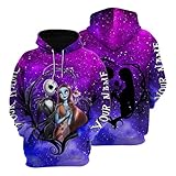 WONNEY Custom Jack Hoodies Sally Shirt for Couples, Couple Zipper Hoodie Halloween 3D T-Shirt, for Wife Husband