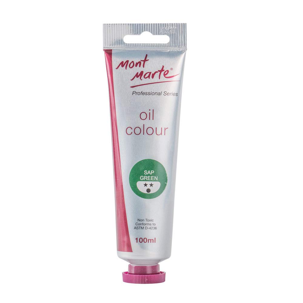 MONT MARTE Premium Oil Paint, 100ml (3.4oz), Sap Green, Good Coverage, Excellent Tinting Strength