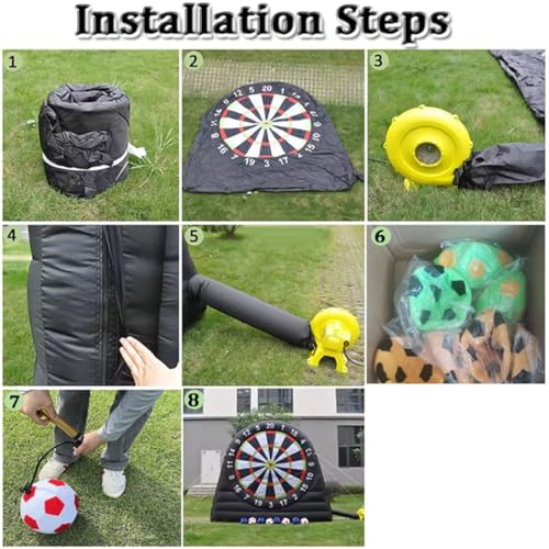 VFMVOYNZ Aufblasbares Outdoor-Fußball-Dartboard, Kick-Dart-Board mit 8 Fußbällen und 370-W-Gebläse, riesiges Outdoor-Fußball-Dartboard für Erwachsene/Kinder, Kick-Dartboard-Sport – Bild 8