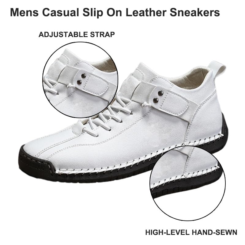 Men's Leather Orthopedic Sneakers Casual Lightweight Slip On Sports Shoes Outdoor Hiking Flat Chukka Boots Non-Slip Walking Driving Shoes3