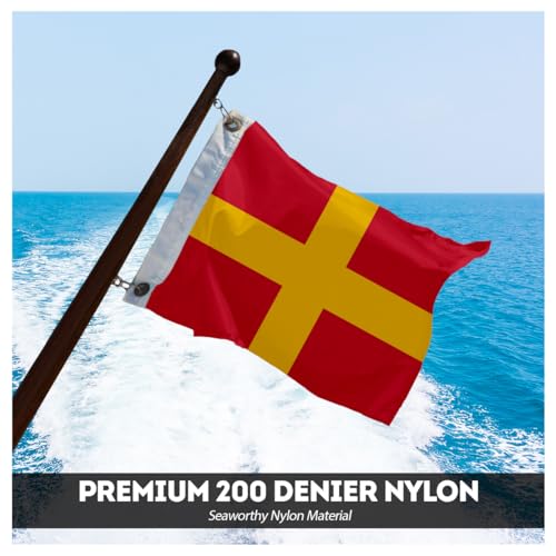AGAS Romeo Code R Marine Signal 4x4 Ft Flag - Printed 200D Nylon - Canvas Header - Brass Grommets - Colorfast & Stitched Edges - Nautical Boat Flag - Naval Code Signal Flag.