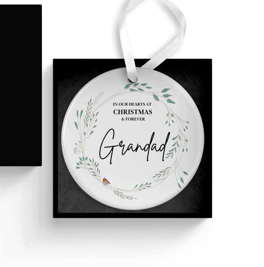 Grandad Memorial Christmas Bauble, Remembering Granddad at Xmas, Remembrance Ornament, In Loving Memory, Ceramic Hanging Tree Decoration