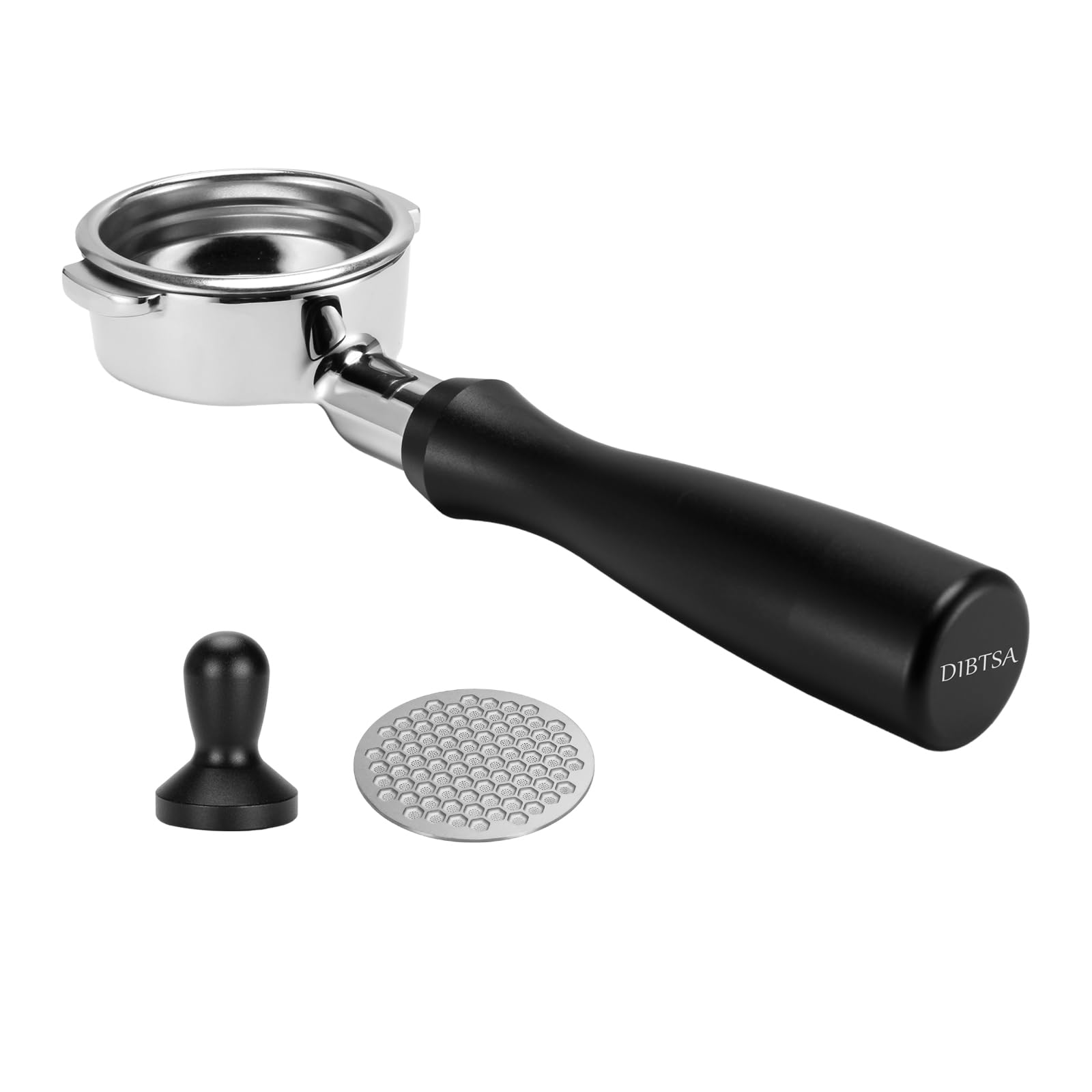 DIBTSA 58mm Bottomless Portafilter Compatible with E61 Group Head, Flair 58, ECM, Rocket, Sanremo, Synesso, Slayer, VBM, with Filter Basket and Puck