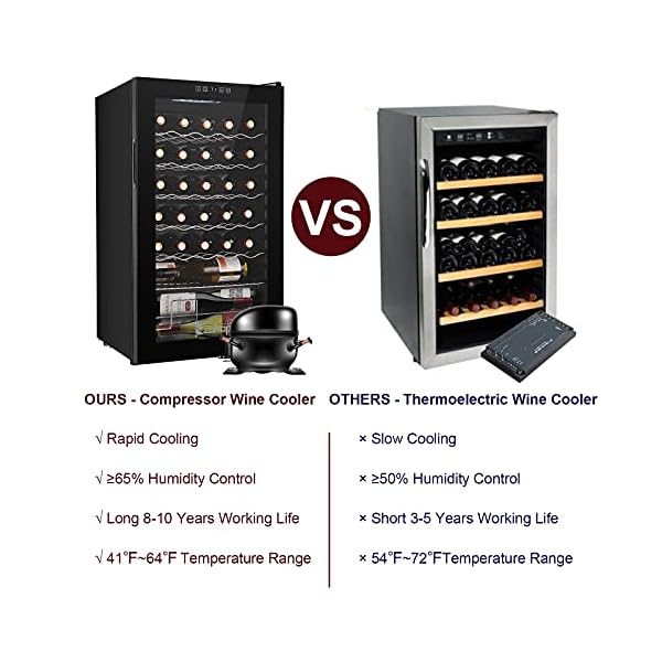 ROVSUN 34 Bottle Wine Cooler Refrigerator, Compressor Wine Fridge