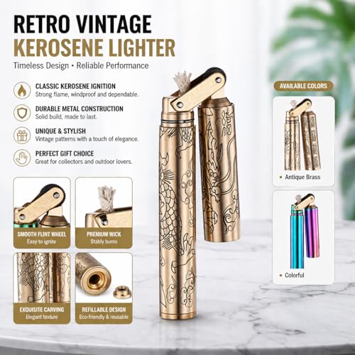 Encendedor vintage resistente al viento kerosene azul miniatura 2