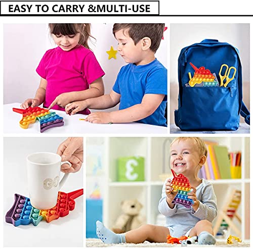 Image of 4 Pack Pop It Pop Its Rainbow Pop Fidget Toys Poppet Push Pop Bubble Fidget Popping Sensory Toy for Kids and Adults, Fidget Popper Stress Relief Fidget - Pop It Unicorn Big Game Girls Poppit Gifts