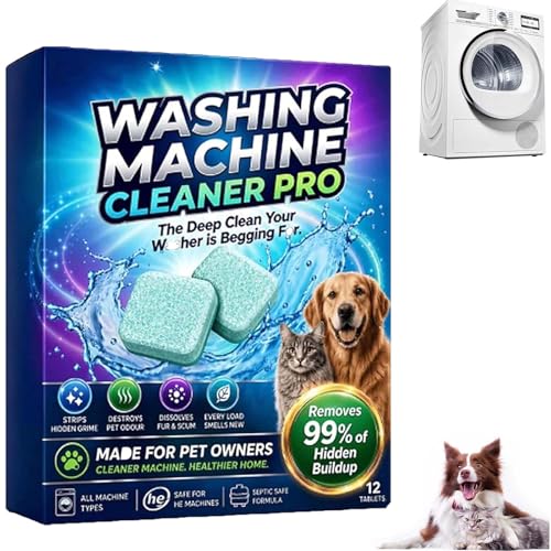 Prime Drum Washing Machine Cleaner Tablets Pet Hair Remover & Deep Clean for Front Top Load Washer 12 Pack Limescale Descaler Clean the Inner Drum and Laundry for All Washing Machines1 Pack