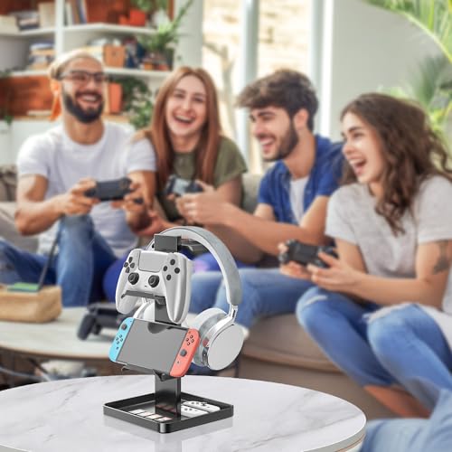 Josmimic Upgraded Headphone Stand & Controller Holder – Metal Headset Hanger with Bottom Storage for Headphones, Game Controllers of Switch, iPad, PS5/PS4, and Mobile Devices - Image 8
