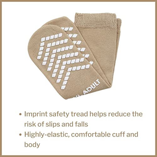 McKesson Slipper Socks [48 Pairs], Non Slip Grip Hospital Socks, Size XL, Adult Shoe Size 7.5 to 10, Grippy Slipper for Men & Women, Tan, Single Tread, Soft and Breathable, Anti-Skid Safety Grip2