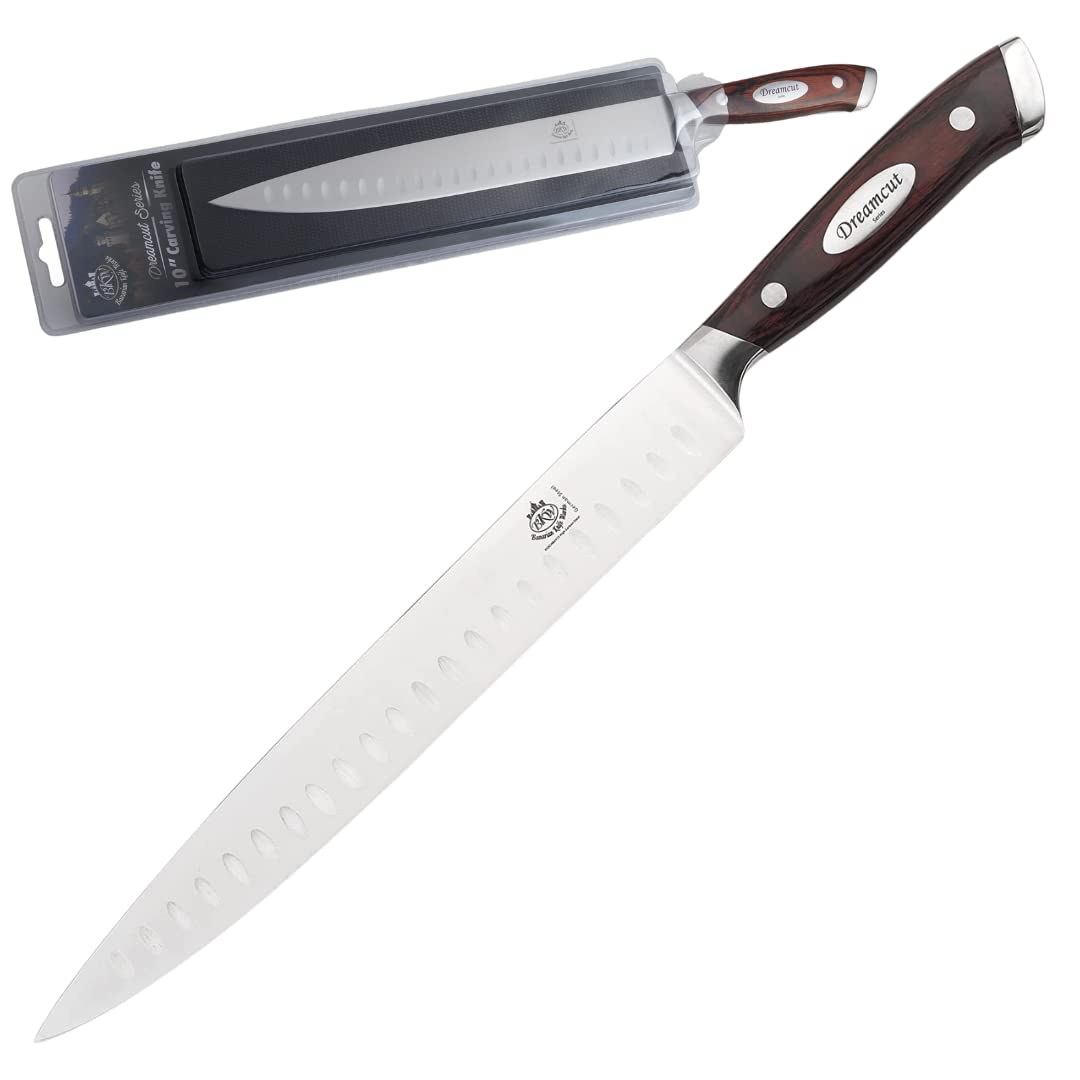 Bavarian Knife Works Premium Quality 10 Inches Carving Knife, Razor Sharp, Made of German Steel, Ergonomic Pakkawood Handle, Light Weight Easy to Sharpen