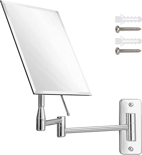 Miniatura 2 de MIRRORVANA Espejo de pared sin marco para baño con extensión giratoria de 11 pulgadas, sin aumento, superficie rectangular de 8.7 x 6.3 pulgadas,