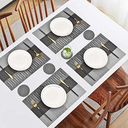 Image of YELONA Placemats for Dining Table Set of 8 - Heat Resistant, Non-Slip & Washable Woven PVC Vinyl Table Mats - 45 x 30 cm, Light Grey