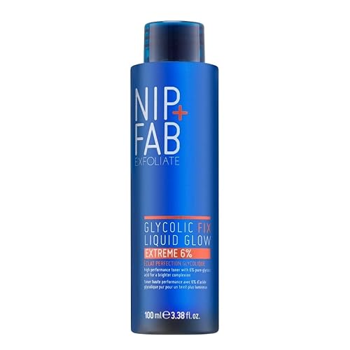 Nip + Fab Glicólico y salicílico, ácido hialurónico y vitamina B5 Fix Liquid Glow Extreme 6% Exfoliante para rostro con exfoliante AHA BHA para