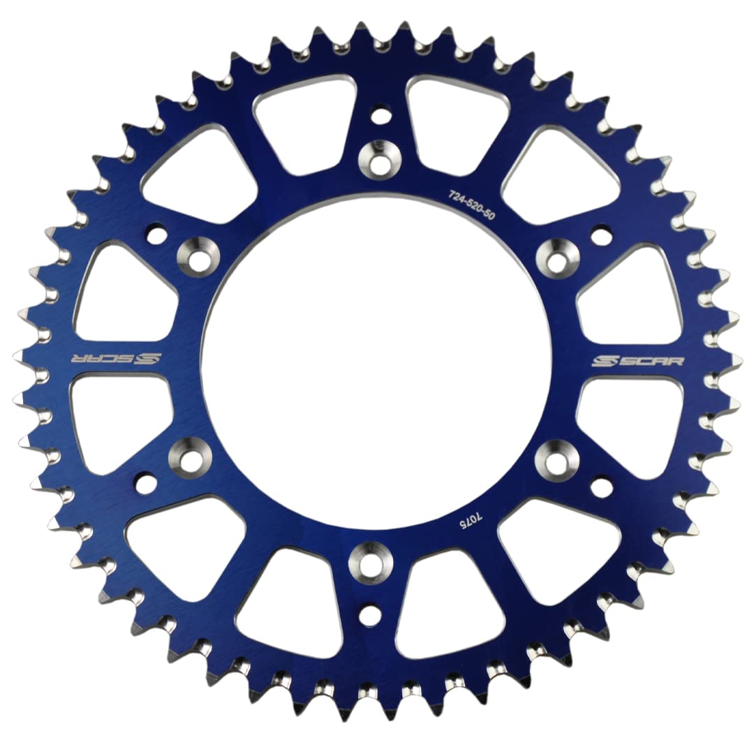 SCAR Aluminum alloy Rear Sprocket Compatible with YAMAHA YZ YZX YZF WRF YZFX 125 250 450 99-26, Blue - 51 tooth