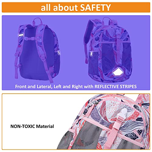 Kids Backpack For Girls, Kindergarten Elementary Bookbags, Preschool Backpack With Expandable Lunch Bag Bundle, Ideal For School & Travel Backpacks (Tropical Flowers With Match Lunch Bag, 17.5") #TOP3