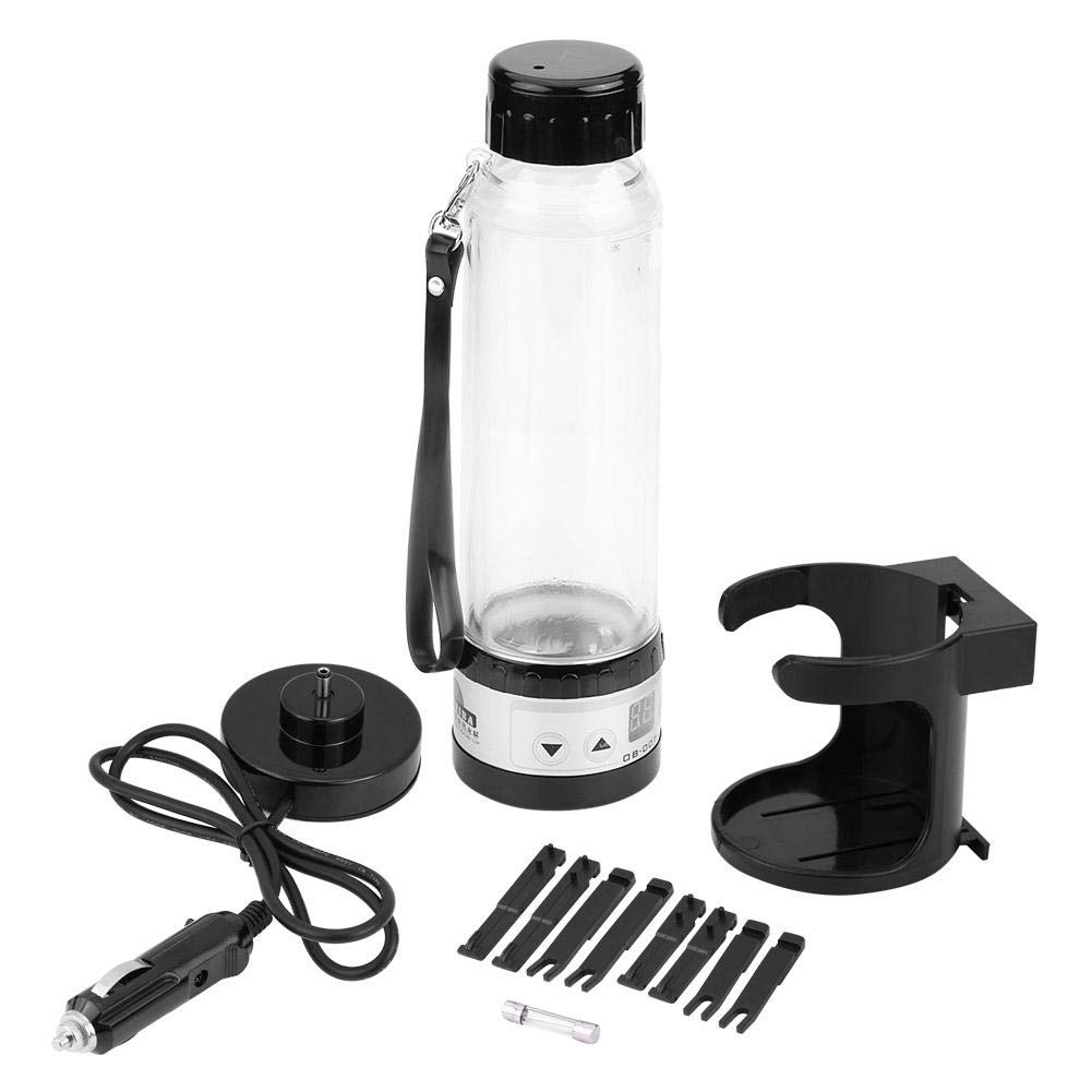 12V/24V 280ML Car Heater Cup Electric Car Cup Thermos Kettle, Smart Digital Travel Mug Car Coffee Cup Drink Bottle Quick Cooking Water Heater(black)